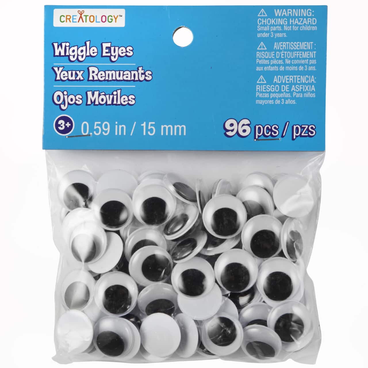 12 Packs: 96 ct. (1,1152 total) 15mm Flat Back Wiggle Eyes by Creatology™